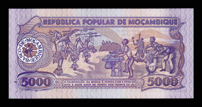 Mozambic 5000 Meticais 1989, aproape necirculata [2]