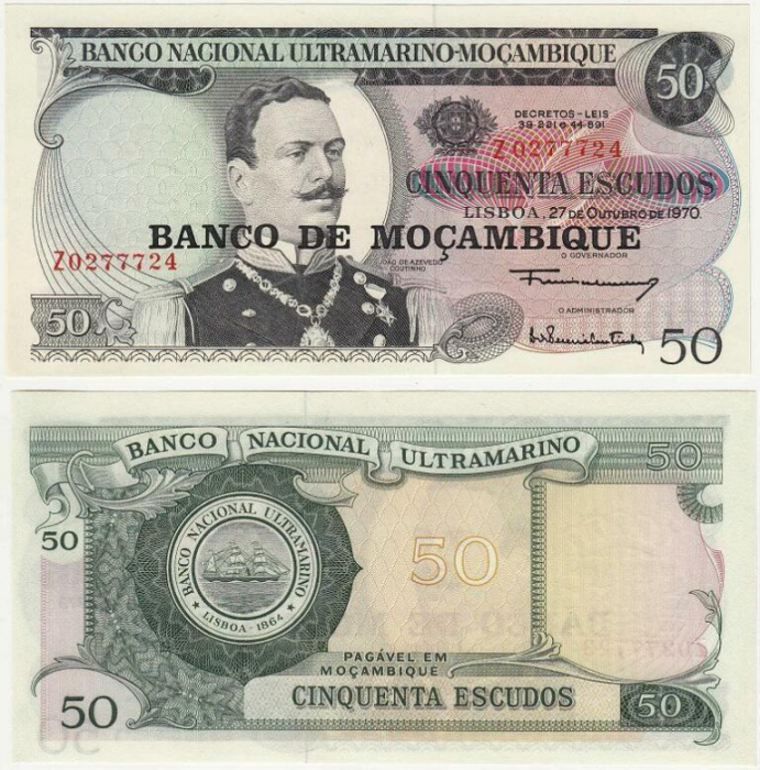 Mozambic 50 Escudos 1976, aproape necirculata, REPLACEMENT, Prefix Z [1]