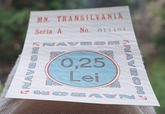 Navrom Transilvania tichet 0,25 Lei, Seria A 011181, rar [4]