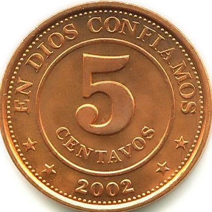 Nicaragua 5 centavos 2002, necirculata [2]