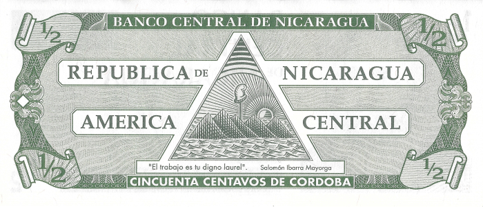Nicaragua 50 centavos de cordoba 1991, Francisco Hernandez de Cordoba, necirculata [2]