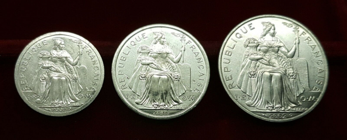 Noua Caledonie Set 3 Monede: 1,2,5 Franci 2002-2003, necirculate [2]