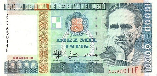 Peru 10000 intis 1988, aproape necirculata [1]