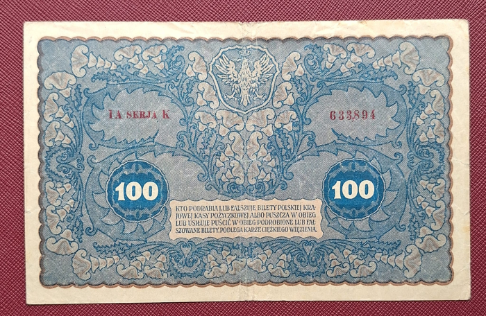 Polonia 100 marek 1919, circulata [2]