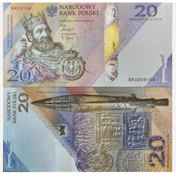Polonia 20 Zloti 2025 - Aniversara: 1000 ani de la Incoronarea lui Boleslaw Chrobry, - In folder - UNC [2]