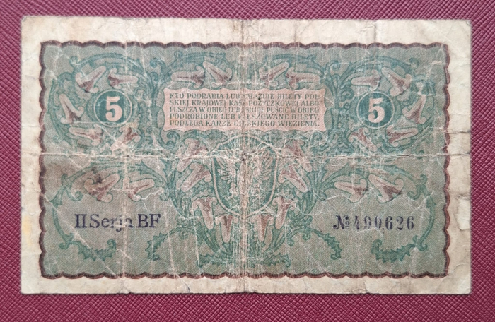 Polonia 5 marek 1919, circulata [2]
