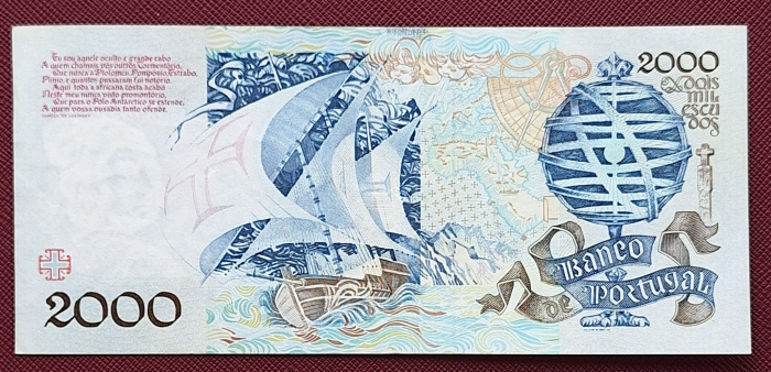 Portugalia 2000 Escudos 1991, aproape necirculata [2]