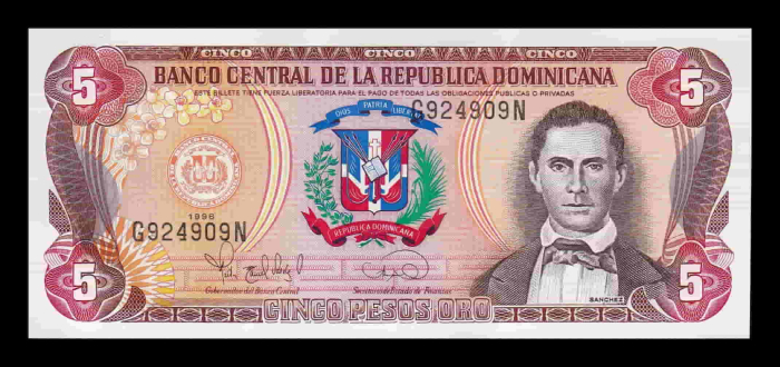 Republica Dominicana 5 Pesos Oro 1996, Francisco del Rosario, UNC [2]