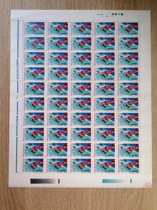 RO 2003 ,LP 1617 , "Sporturi extreme " , coala de 50 de marci ,MNH [1]