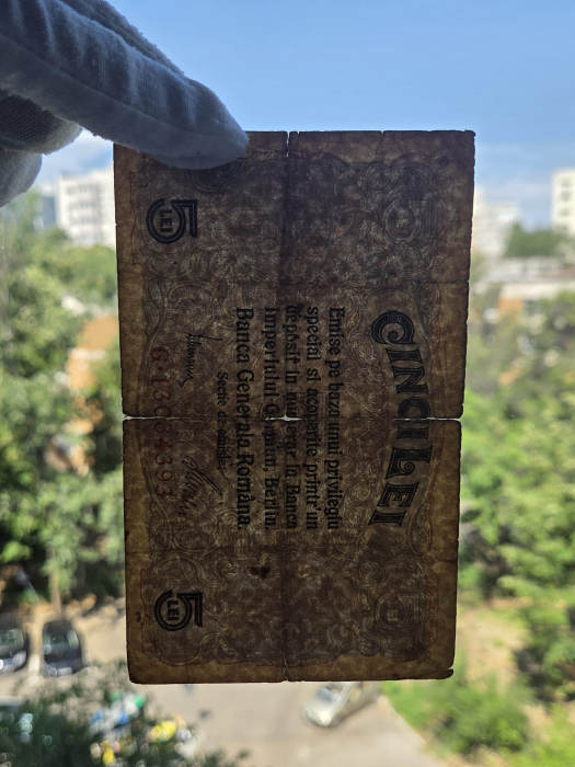 Romania 5 Lei 1917 B.G.R, Ocupatia Germana, circulata [3]