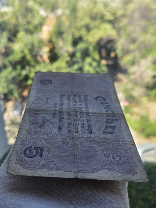 Romania 5 Lei 1917 B.G.R, Ocupatia Germana, circulata [4]