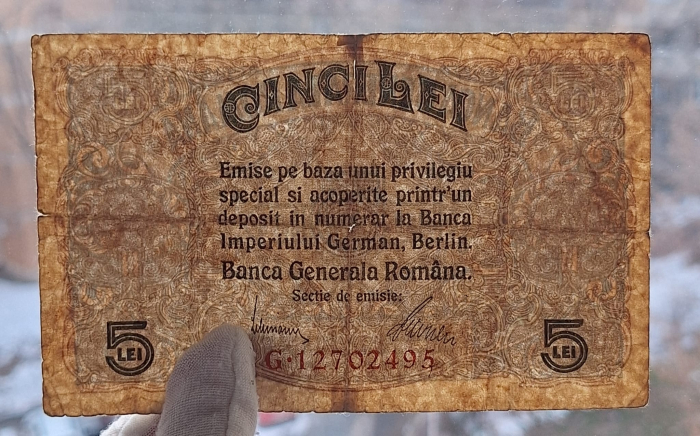 Romania 1 Leu 1917 B.G.R, Ocupatia Germana, seria G.12702495, circulata [3]