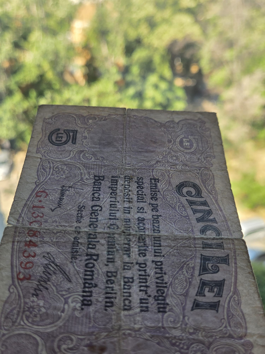 Romania 5 Lei 1917 B.G.R, Ocupatia Germana, circulata [5]