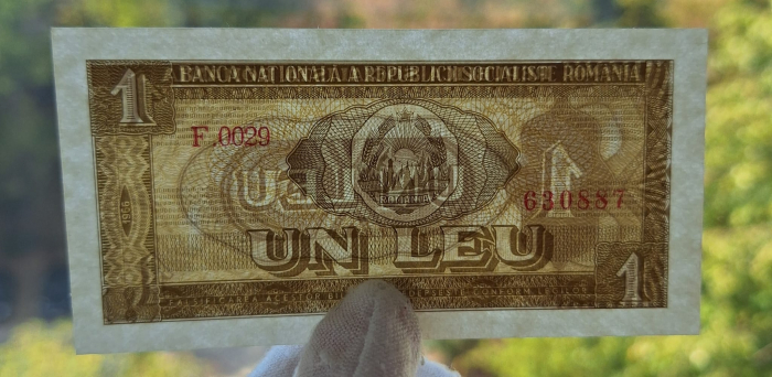 Romania 1 leu 1966, 2 consecutive, seriile F.0029/630887-630888, UNC [3]