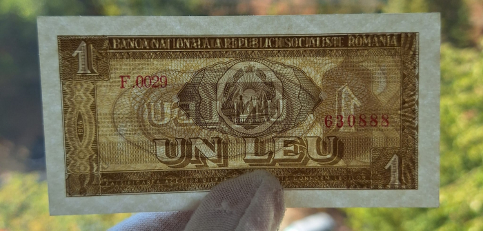 Romania 1 leu 1966, 2 consecutive, seriile F.0029/630887-630888, UNC [4]