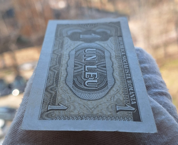 Romania 1 leu 1966, seria A.0030/055295, circulata, stare buna [5]