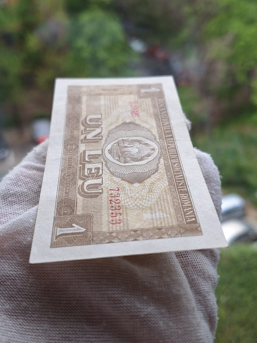 Romania 1 leu 1966, seria E.0026/732353, circulata, stare buna [6]