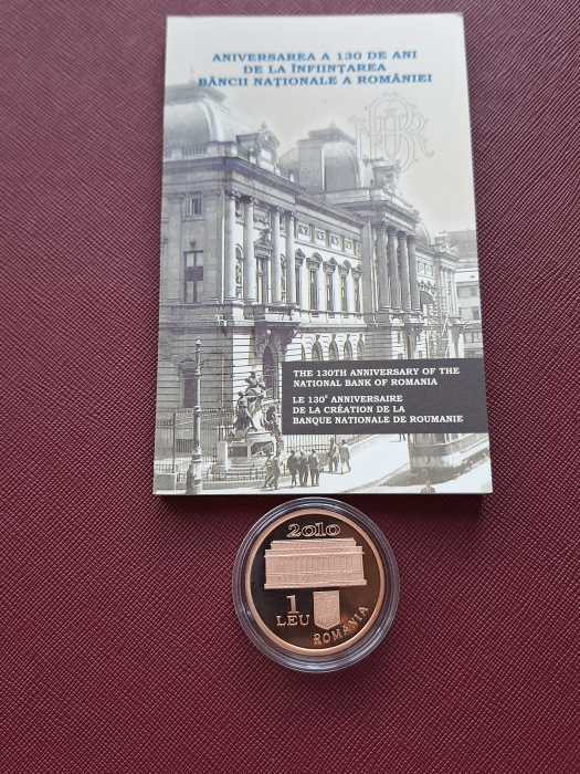 Romania, 1 Leu 2010 - 130 ani de la infiintarea B.N.R. tombac [2]