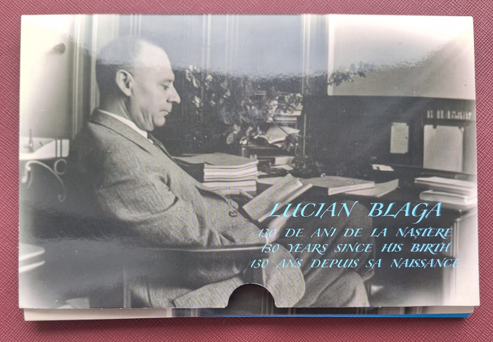 Romania, 1 Leu 2025 - Lucian Blaga, 130 ani de la nastere, tombac, prima moneda colorata [6]
