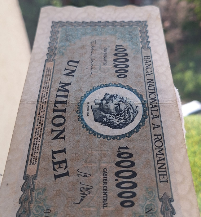 Romania 1 milion lei 1947, seria N.0688/0042, stare buna [6]