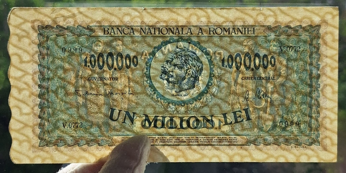 Romania 1 milion lei 1947, seria V.0772/0999, stare buna [3]
