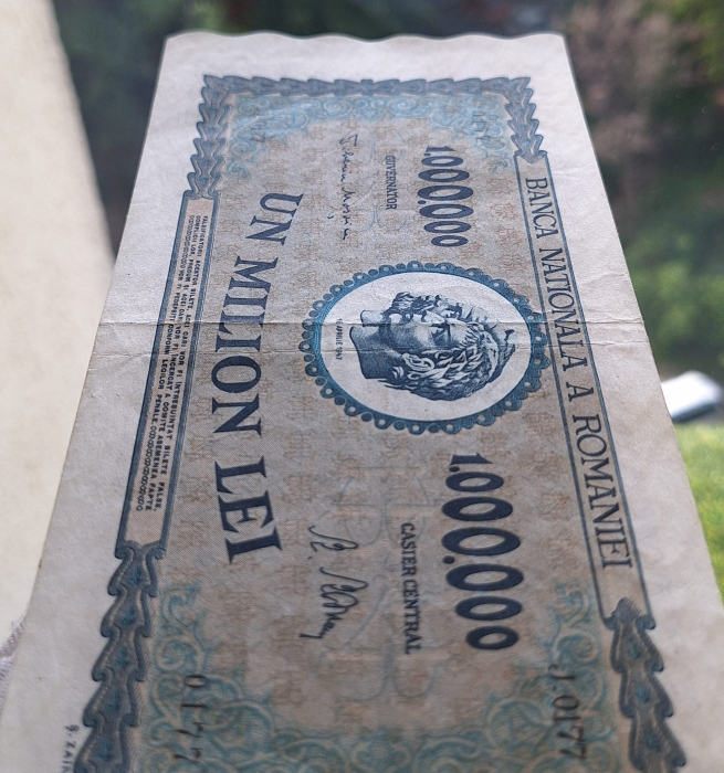 Romania 1 milion lei 1947, seria J.0177/0177, stare buna [6]