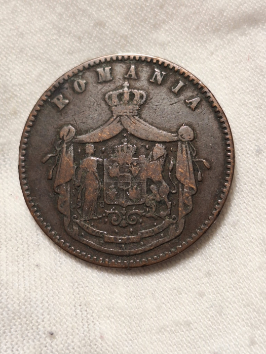 Romania, 10 Bani 1867 Watt&Co, Regele Carol I, primul sistem monetar [2]