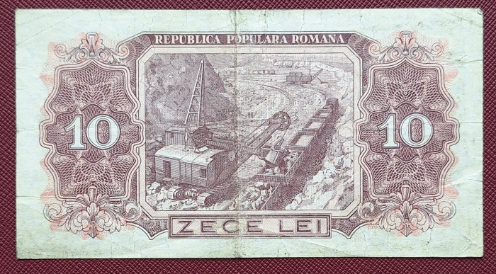 Romania, 10 lei 1952, seria m 13 / 690645, circulata, stare buna [2]