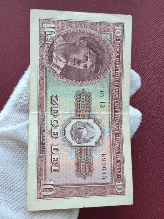 Romania, 10 lei 1952, seria m 13 / 690645, circulata, stare buna [7]