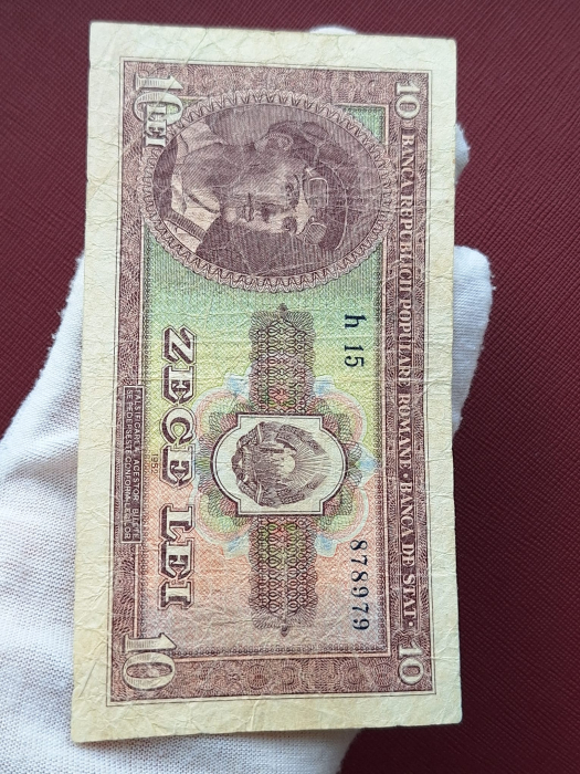 Romania, 10 lei 1952, seria h 15 / 878979, circulata, stare buna [3]