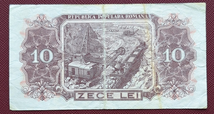 Romania, 10 lei 1952, seria n 27 / 506064, circulata, stare buna [2]