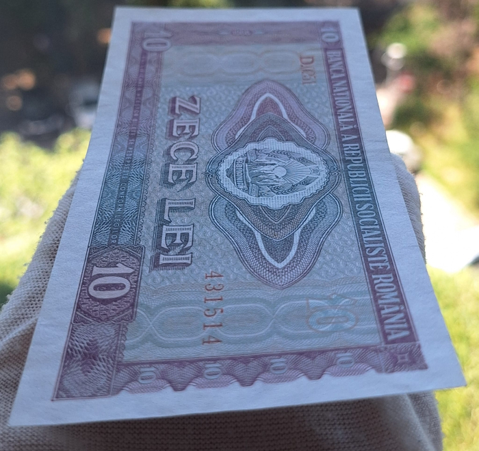 Romania 10 LEI 1966, seria D.0251/431514, aproape necirculata [4]