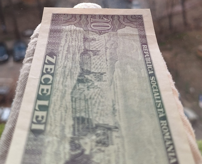 Romania 10 LEI 1966, seria H.0260/601176, aproape necirculata [5]