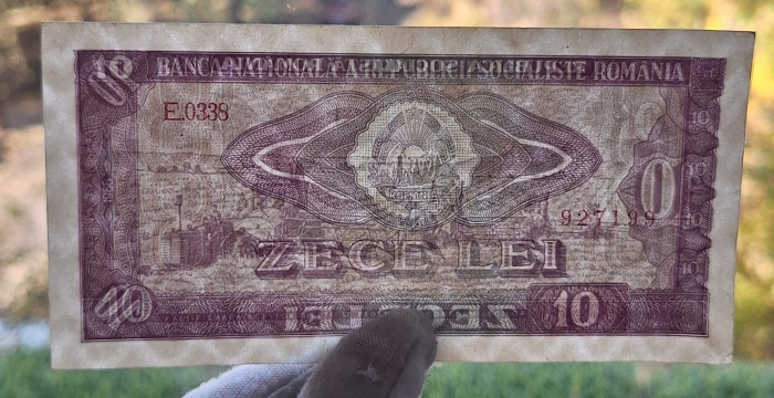 Romania 10 LEI 1966, seria E.0338/927199, circulata [3]