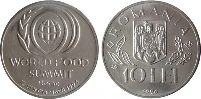 Romania, 10 Lei 1996 - World Food Summit, Roma, necirculata [1]