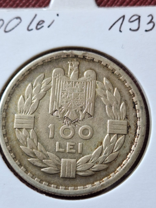 Romania, 100 lei 1932 monetaria Londra, Regele Carol II [2]