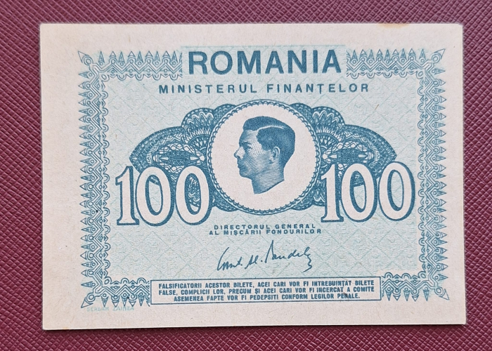 Romania 100 Lei 1945, Regele Mihai, aproape necirculata [1]