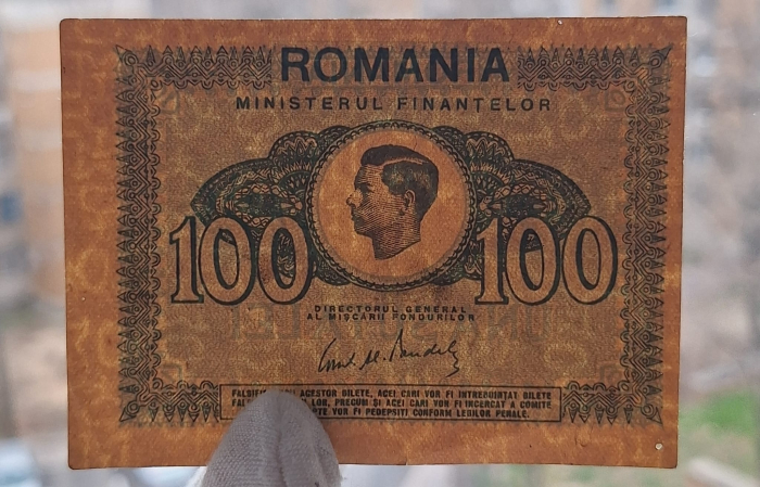 Romania 100 Lei 1945, Regele Mihai, circulata [3]
