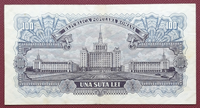 Romania 100 lei 1952, seria a 18/ 817322, stare foarte buna [2]