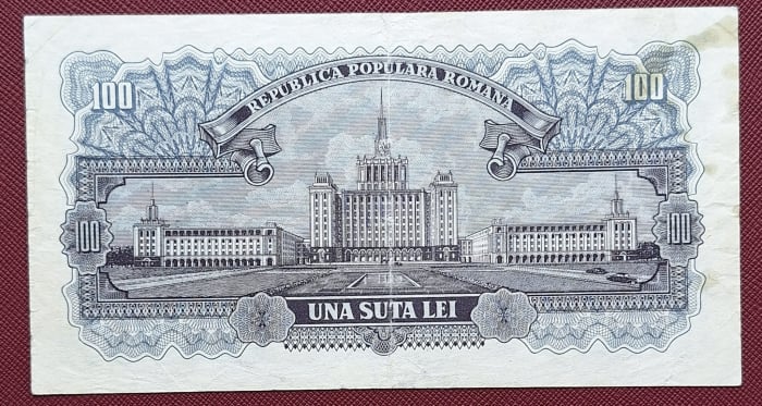 Romania 100 lei 1952, seria r19/ 679450, stare buna [2]