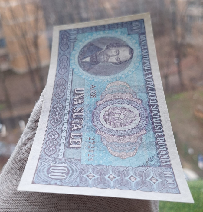 Romania 100 lei 1966, seria A.0238/272024, necirculata [4]
