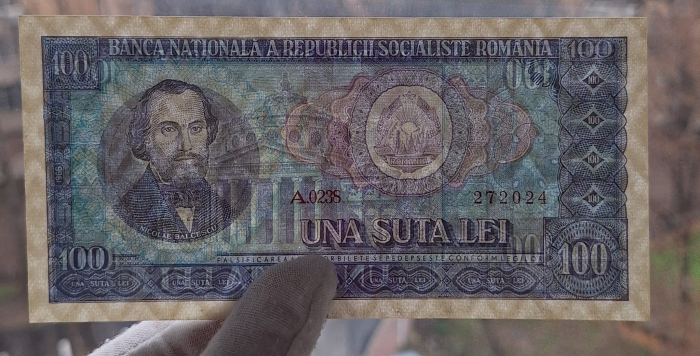 Romania 100 lei 1966, seria A.0238/272024, necirculata [3]