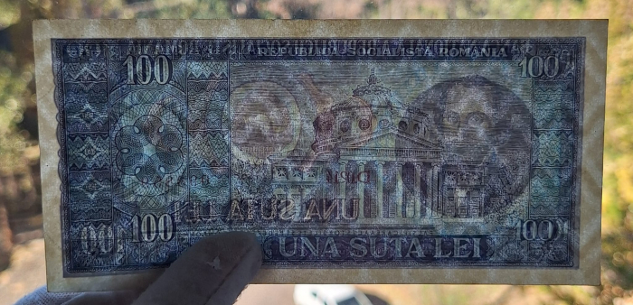 Romania 100 lei 1966, seria D.0214/093859, aproape necirculata [4]