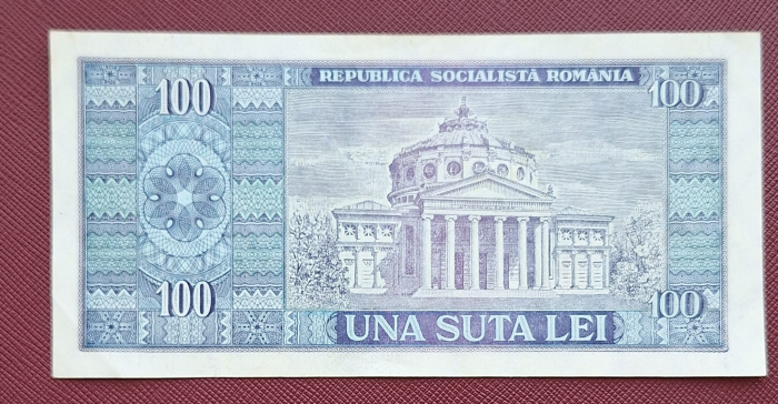 Romania 100 lei 1966, seria D.0214/093859, aproape necirculata [2]