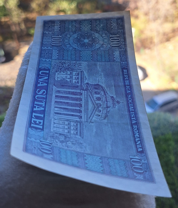 Romania 100 lei 1966, seria D.0214/093859, aproape necirculata [6]