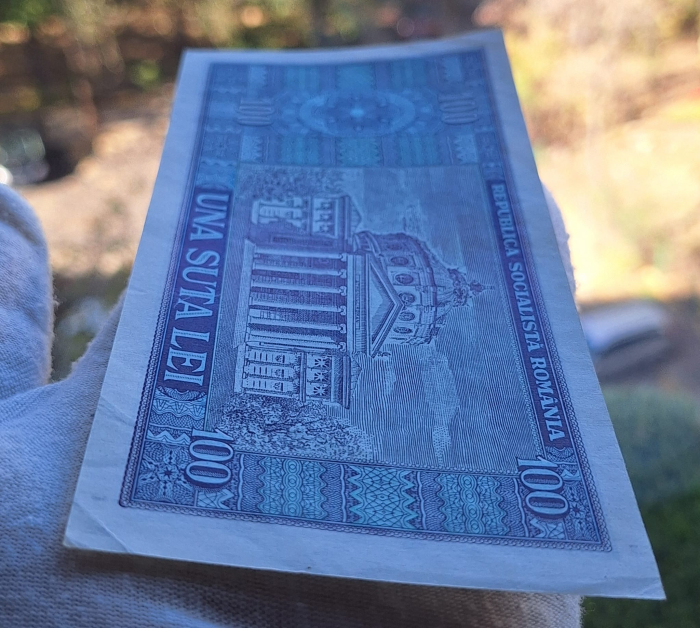 Romania 100 lei 1966, seria D.0214/093860, aproape necirculata [4]