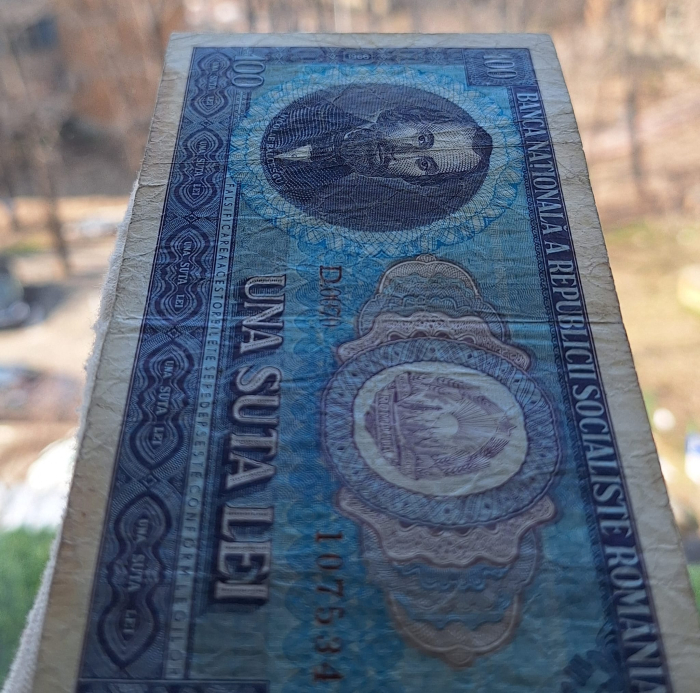 Romania 100 lei 1966, seria D.0070/107534, circulata [7]