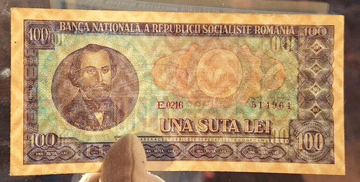Romania 100 lei 1966, seria E.0216/514964, circulata [3]
