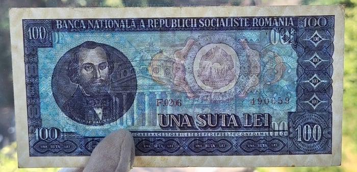 Romania 100 lei 1966, seria F.0206/490659, circulata [3]