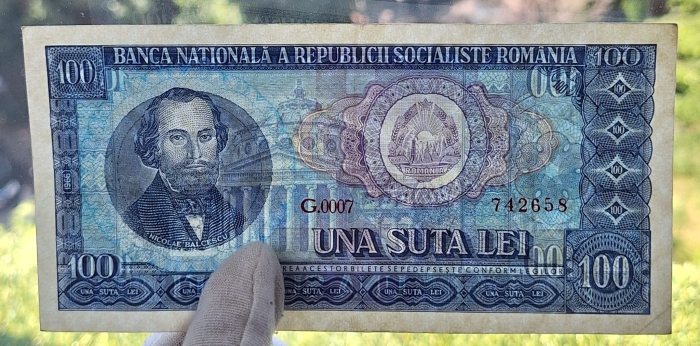 Romania 100 lei 1966, seria G.0007/742658, circulata, stare buna [3]